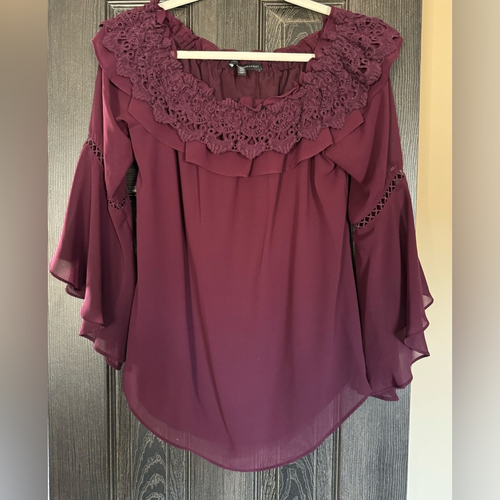 White House Black Market maroon blouse